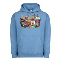 Pigment Pebble Blue floral coffee cups Urban Hoodie - Zillion Design Studio