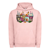 Pigment Salmon floral coffee cups Urban Hoodie - Zillion Design Studio