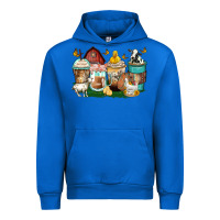 Cobalt farm animals coffee cups Urban Hoodie - Zillion Design Studio
