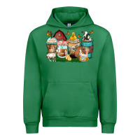 Emerald farm animals coffee cups Urban Hoodie - Zillion Design Studio