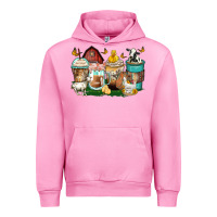 Fuchsia Pink farm animals coffee cups Urban Hoodie - Zillion Design Studio