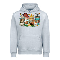 Heather Grey farm animals coffee cups Urban Hoodie - Zillion Design Studio