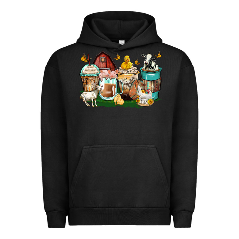 Farm Animals Coffee Cups Urban Hoodie by Zillion Design Studio | Teevron