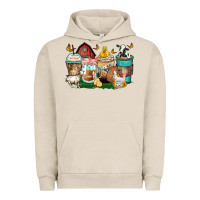 Pigment French Oak farm animals coffee cups Urban Hoodie - Zillion Design Studio