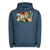 Pigment Midnight Navy farm animals coffee cups Urban Hoodie - Zillion Design Studio