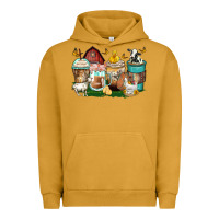 Pigment Peanut Butter farm animals coffee cups Urban Hoodie - Zillion Design Studio