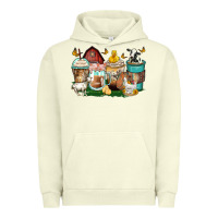 Pigment Pistachio farm animals coffee cups Urban Hoodie - Zillion Design Studio