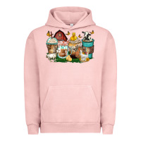 Pigment Salmon farm animals coffee cups Urban Hoodie - Zillion Design Studio
