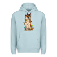 Blue Mist christmas lights shiba inu Premium Hoodie - RanaPortraitStore