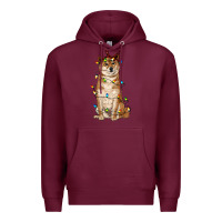 Burgundy christmas lights shiba inu Premium Hoodie - RanaPortraitStore