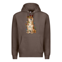 Coffee christmas lights shiba inu Premium Hoodie - RanaPortraitStore