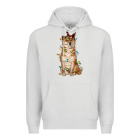 Dove Grey christmas lights shiba inu Premium Hoodie - RanaPortraitStore