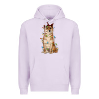 Lilac christmas lights shiba inu Premium Hoodie - RanaPortraitStore