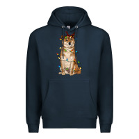 Navy christmas lights shiba inu Premium Hoodie - RanaPortraitStore