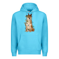 Ocean Blue christmas lights shiba inu Premium Hoodie - RanaPortraitStore