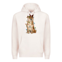 Pale Pink christmas lights shiba inu Premium Hoodie - RanaPortraitStore