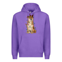 Purple christmas lights shiba inu Premium Hoodie - RanaPortraitStore