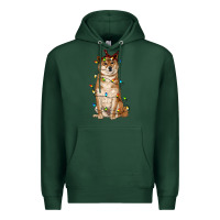 Sports Green christmas lights shiba inu Premium Hoodie - RanaPortraitStore