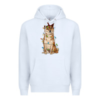 White christmas lights shiba inu Premium Hoodie - RanaPortraitStore