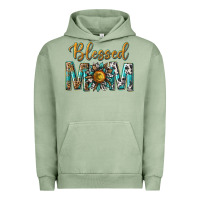 Pigment Oil Green western blessed mom with sunflower Urban Hoodie - texasbilliewilder