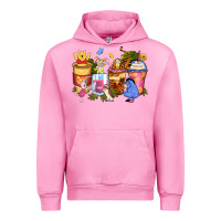 Fuchsia Pink cartoon characters coffee cups Urban Hoodie - Zillion Design Studio