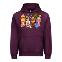 Mauve Wine cartoon characters coffee cups Urban Hoodie - Zillion Design Studio