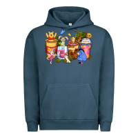 Pigment Midnight Navy cartoon characters coffee cups Urban Hoodie - Zillion Design Studio