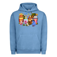 Pigment Pebble Blue cartoon characters coffee cups Urban Hoodie - Zillion Design Studio