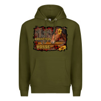 Army Green all i want for christmas is a horse brown horse Premium Hoodie - RanaPortraitStore
