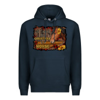 Navy all i want for christmas is a horse brown horse Premium Hoodie - RanaPortraitStore