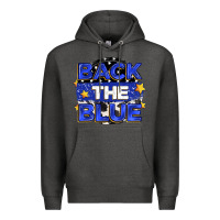 Charcoal Heather back the blue Premium Hoodie - Zillion Design Studio
