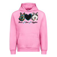 Fuchsia Pink peace love huskies Urban Hoodie - RanaPortraitStore
