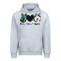 Heather Grey peace love huskies Urban Hoodie - RanaPortraitStore