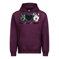 Mauve Wine peace love huskies Urban Hoodie - RanaPortraitStore
