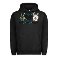 Pigment Black peace love huskies Urban Hoodie - RanaPortraitStore