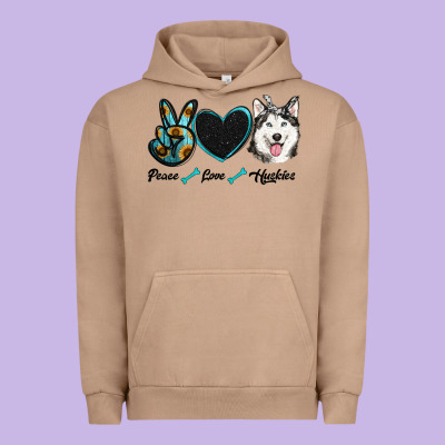 Peace Love Huskies Urban Hoodie Designed By Ranaportraitstore