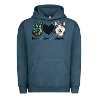 Pigment Midnight Navy peace love huskies Urban Hoodie - RanaPortraitStore