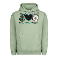 Pigment Oil Green peace love huskies Urban Hoodie - RanaPortraitStore