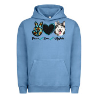 Pigment Pebble Blue peace love huskies Urban Hoodie - RanaPortraitStore