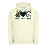 Pigment Pistachio peace love huskies Urban Hoodie - RanaPortraitStore