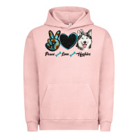 Pigment Salmon peace love huskies Urban Hoodie - RanaPortraitStore