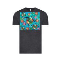 Vintage Black Turtle summer seashells starfish seaweed Vintage Tee - Artiststas