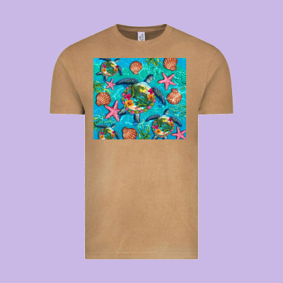 Turtle Summer Seashells Starfish Seaweed Vintage Tee Designed By Artiststas