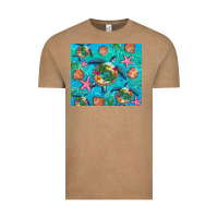 Vintage Coffee Turtle summer seashells starfish seaweed Vintage Tee - Artiststas