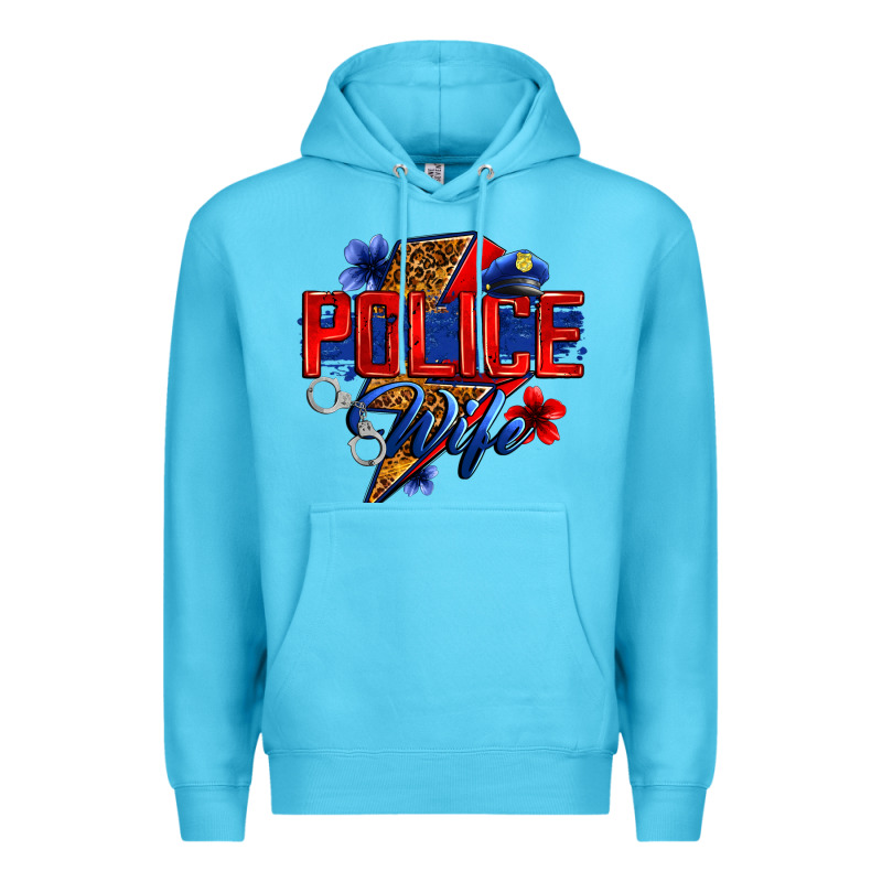 Police Wife With Lightning Bolt Premium Hoodie by Zillion Design Studio | Teevron
