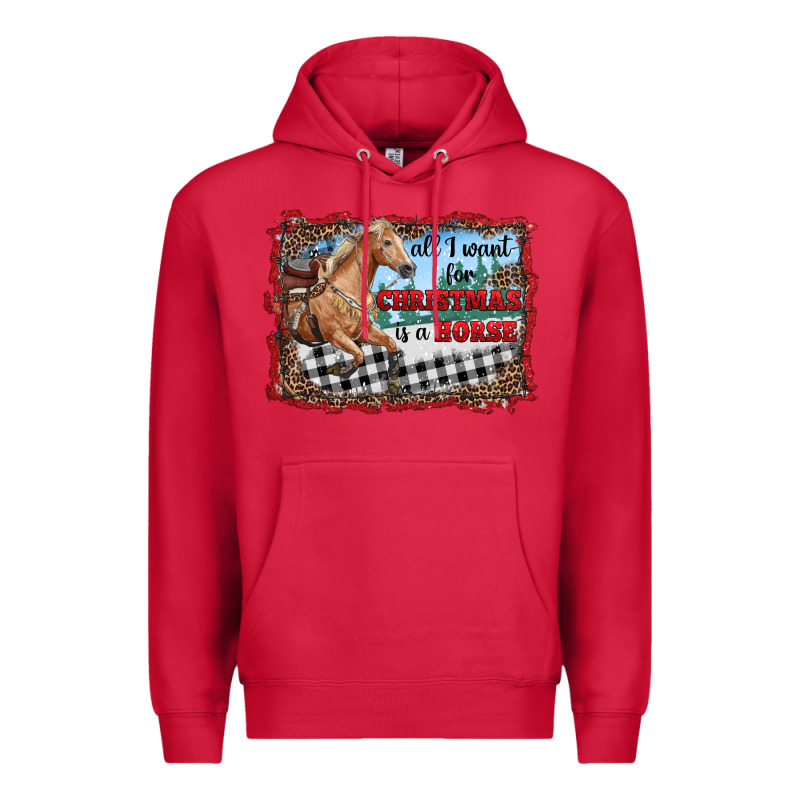 All I Want For Christmas Is A Horse  With Farm Premium Hoodie by RanaPortraitStore | Teevron