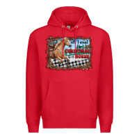 Red all i want for christmas is a horse  with farm Premium Hoodie - RanaPortraitStore
