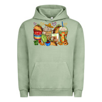 Pigment Oil Green tacos coffee cups Urban Hoodie - Zillion Design Studio