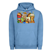 Pigment Pebble Blue tacos coffee cups Urban Hoodie - Zillion Design Studio