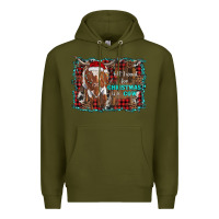 Army Green all i want for christmas is a cow longhorn Premium Hoodie - RanaPortraitStore